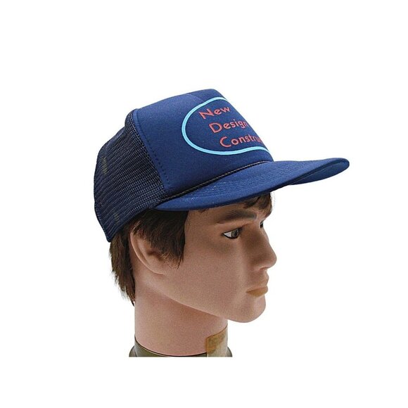 The Sportsman Vintage Snapback Trucker Hat Blue New Design Construction Logo - Picture 6 of 12